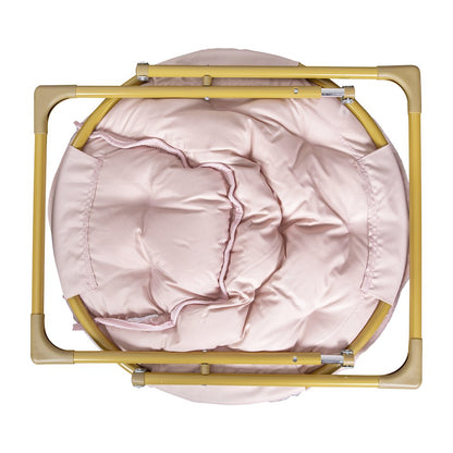 23" Kids Cozy Mini Folding Saucer Chair, Moon Chair, Blush/Soft Gold