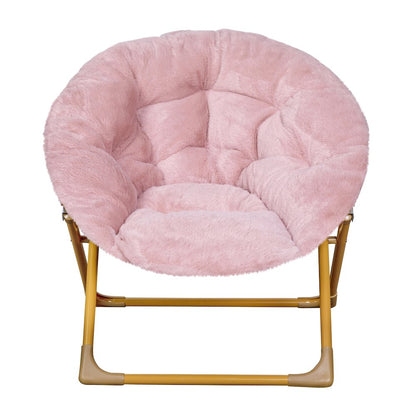 23" Kids Cozy Mini Folding Saucer Chair, Moon Chair, Blush/Soft Gold