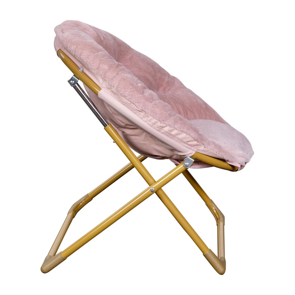 23" Kids Cozy Mini Folding Saucer Chair, Moon Chair, Blush/Soft Gold