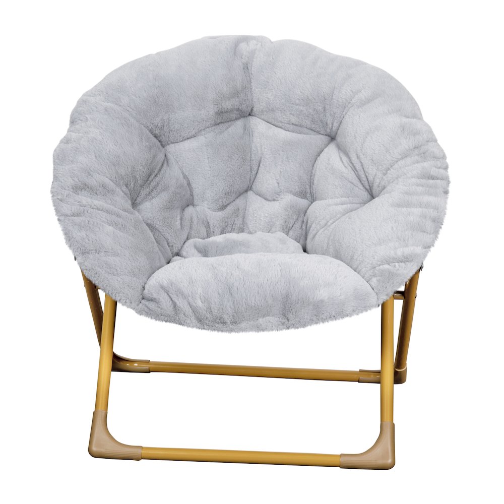 23" Kids Cozy Mini Folding Saucer Chair, Moon Chair, Gray/Soft Gold