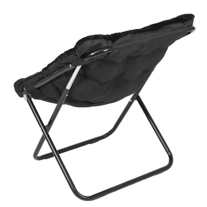Contemporary Oversized Folding Saucer Chair, Black Fabric/Black Frame
