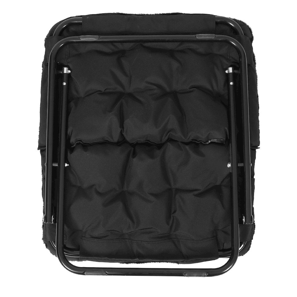 Contemporary Oversized Folding Saucer Chair, Black Fabric/Black Frame