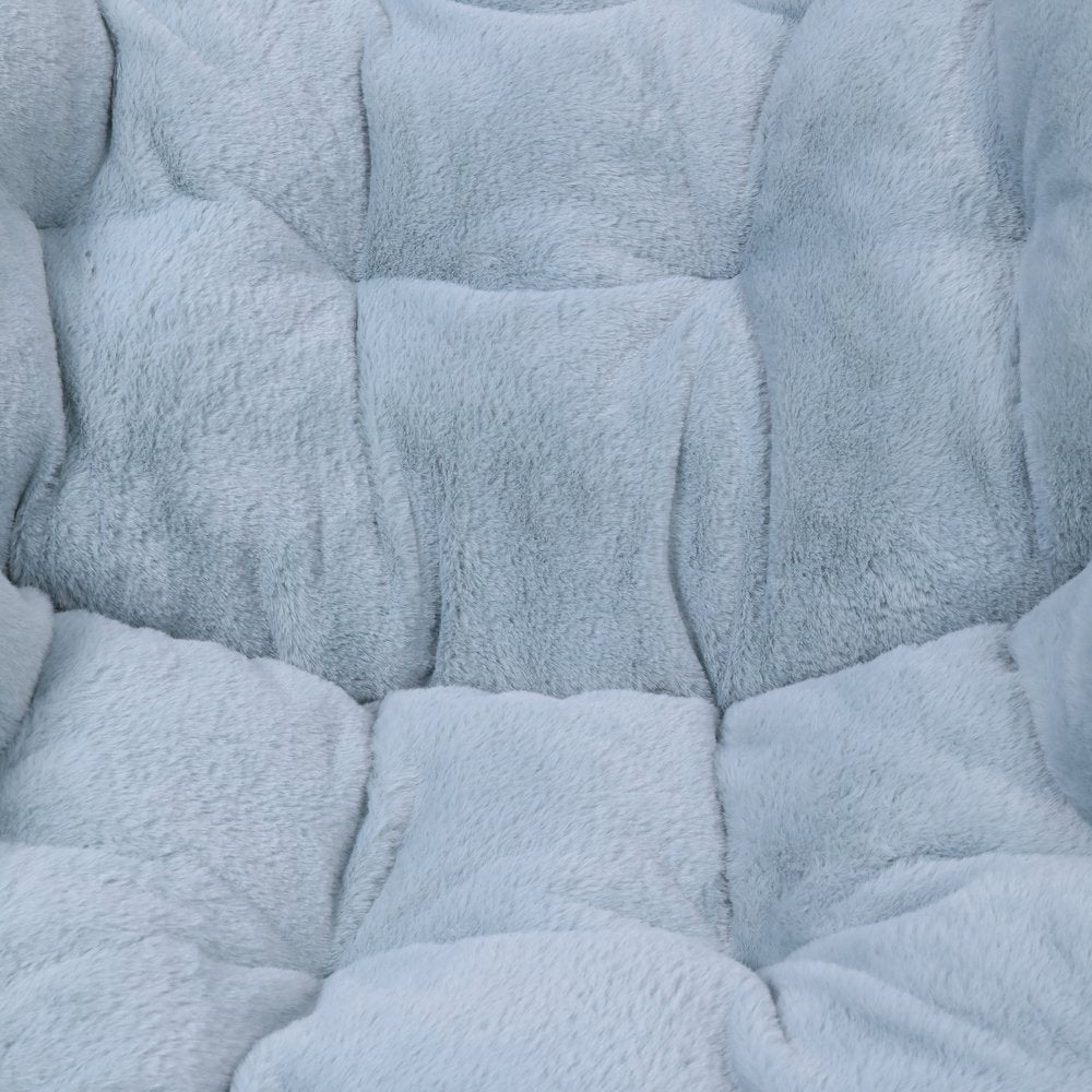 Contemporary Oversized Folding Saucer Chair, Aqua Fabric/Soft Gold Frame