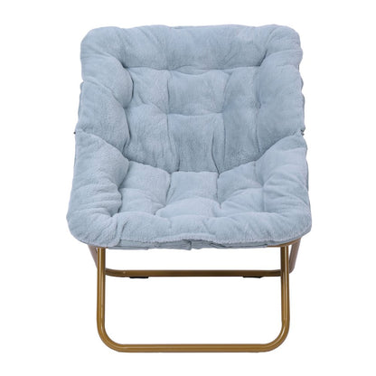 Contemporary Oversized Folding Saucer Chair, Aqua Fabric/Soft Gold Frame