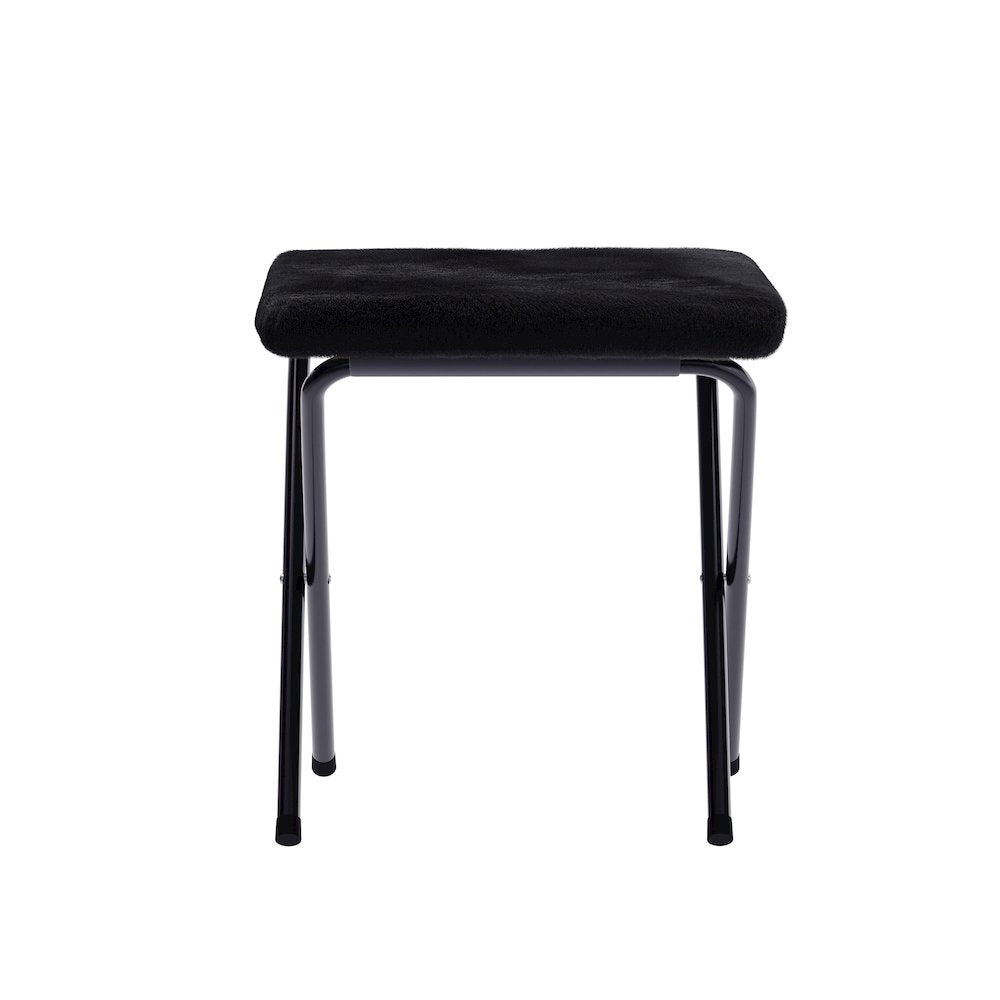 Oversized Folding Saucer Chair with Ottoman, Black Fabric/Black Frame