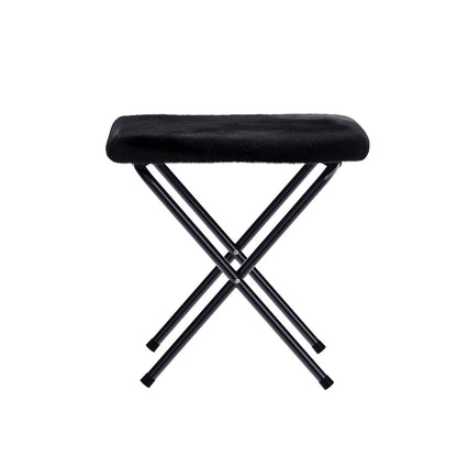 Oversized Folding Saucer Chair with Ottoman, Black Fabric/Black Frame