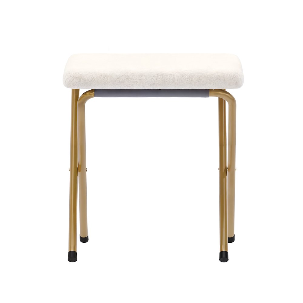 Oversized Folding Saucer Chair with Ottoman, Ivory Faux Shearling Fabric