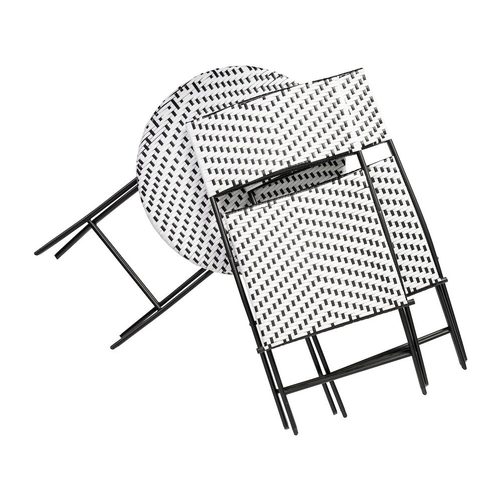 Modern 3 Piece Folding French Bistro Table and Chairs Set