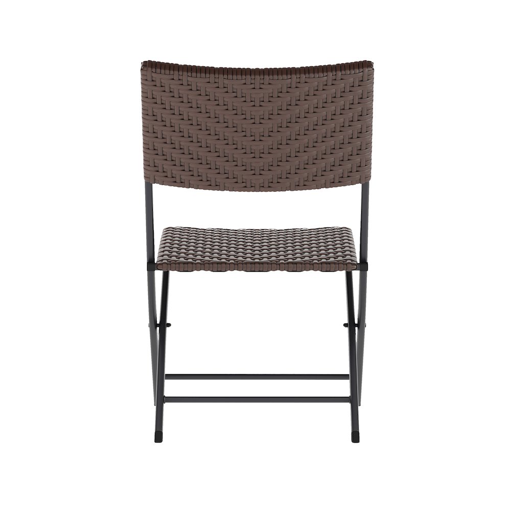 Modern 3 Piece Folding Bistro Table and Chairs Set, Brown