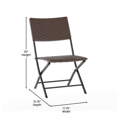 Modern 3 Piece Folding Bistro Table and Chairs Set, Brown