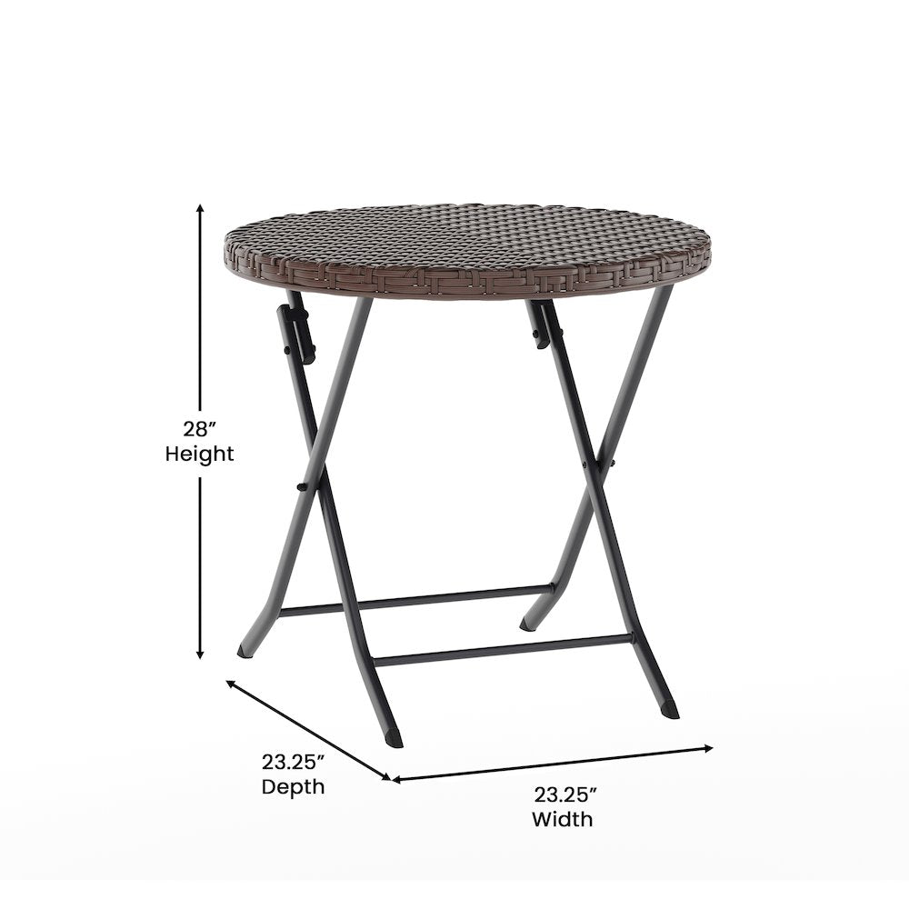 Modern 3 Piece Folding Bistro Table and Chairs Set, Brown
