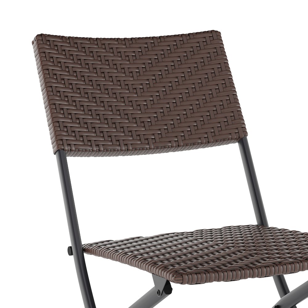Modern 3 Piece Folding Bistro Table and Chairs Set, Brown