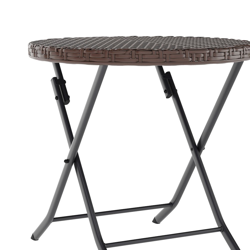 Modern 3 Piece Folding Bistro Table and Chairs Set, Brown