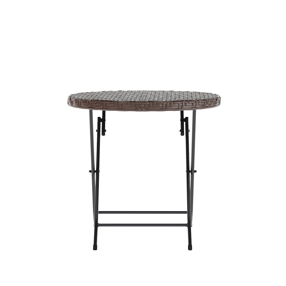Modern 3 Piece Folding Bistro Table and Chairs Set, Brown