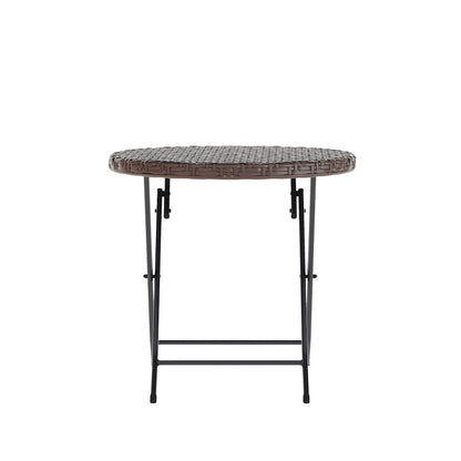 Modern 3 Piece Folding Bistro Table and Chairs Set, Brown