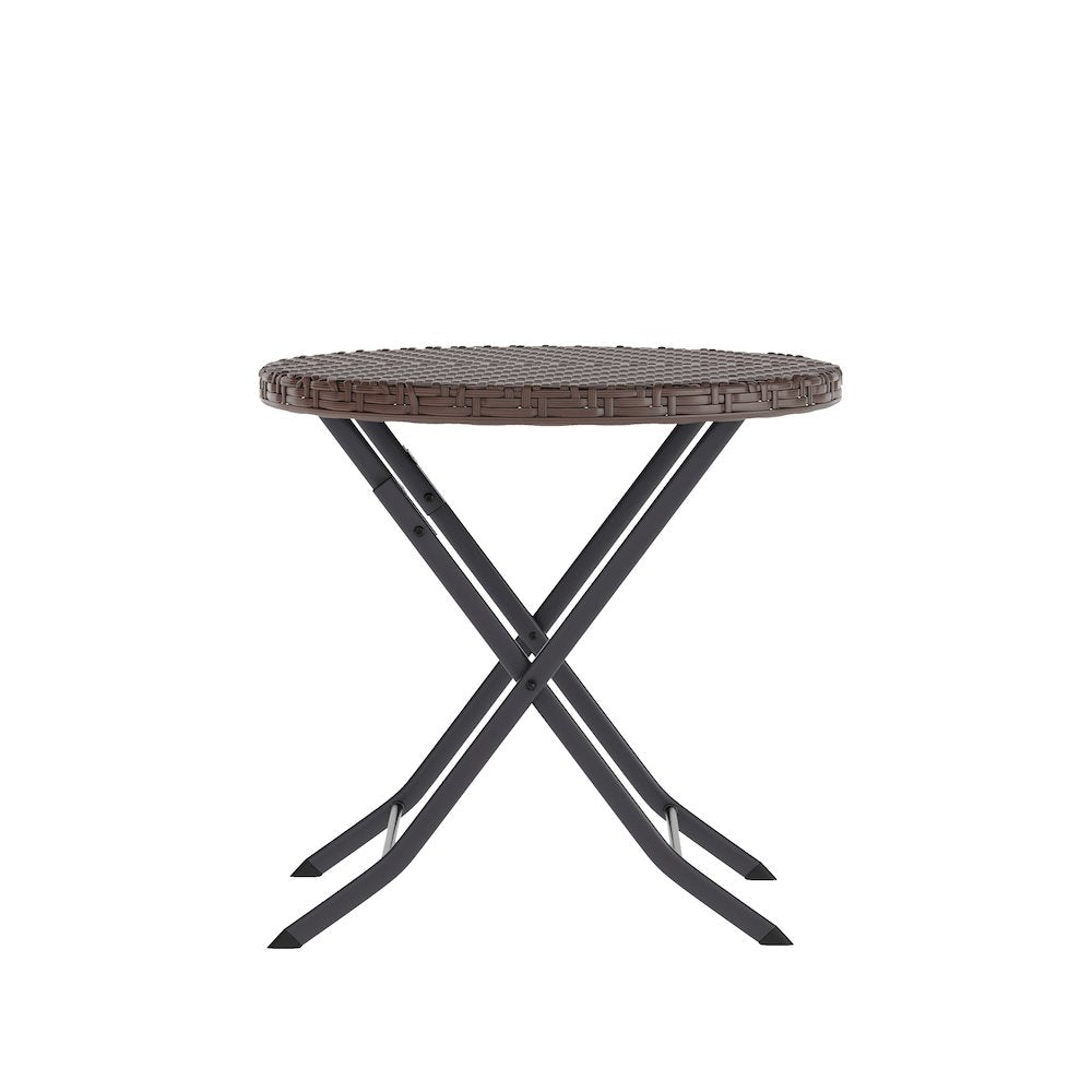 Modern 3 Piece Folding Bistro Table and Chairs Set, Brown