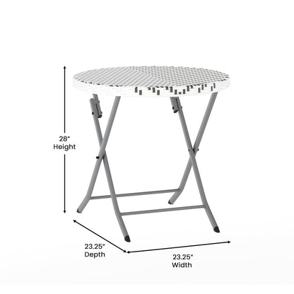 Modern 3 Piece Folding Bistro Table and Chairs Set, Gray & White