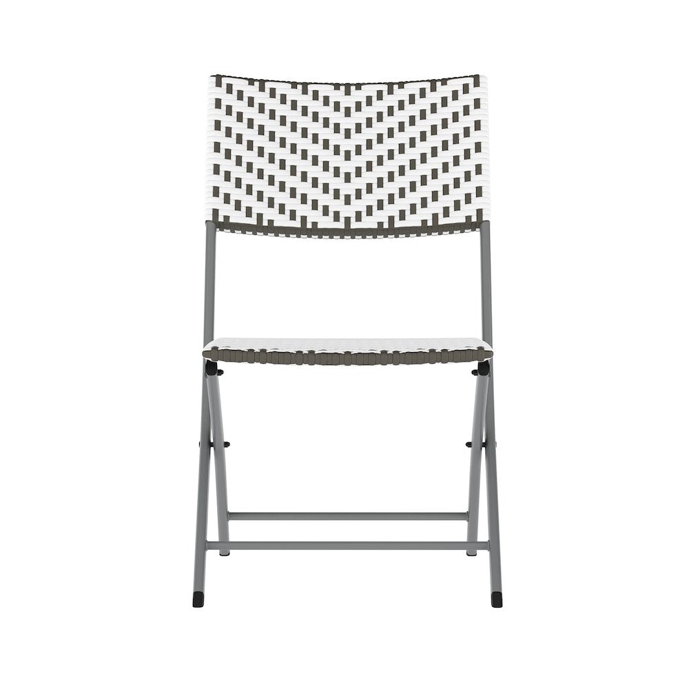 Modern 3 Piece Folding Bistro Table and Chairs Set, Gray & White