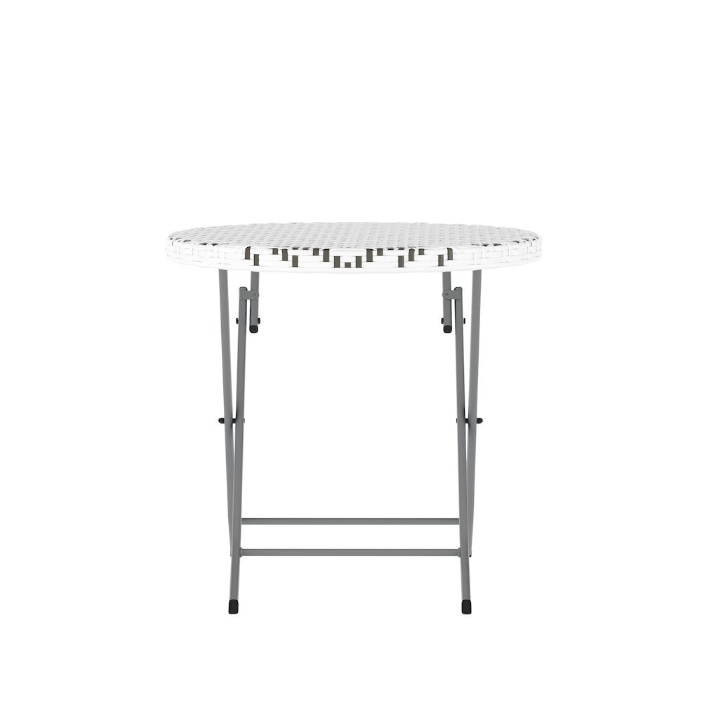 Modern 3 Piece Folding Bistro Table and Chairs Set, Gray & White