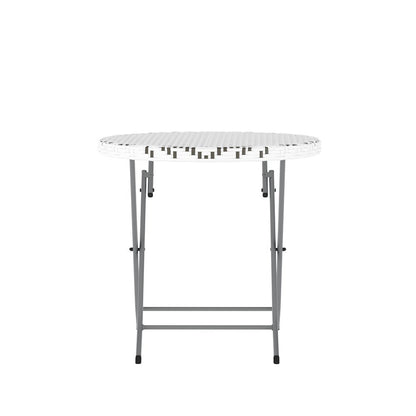 Modern 3 Piece Folding Bistro Table and Chairs Set, Gray & White