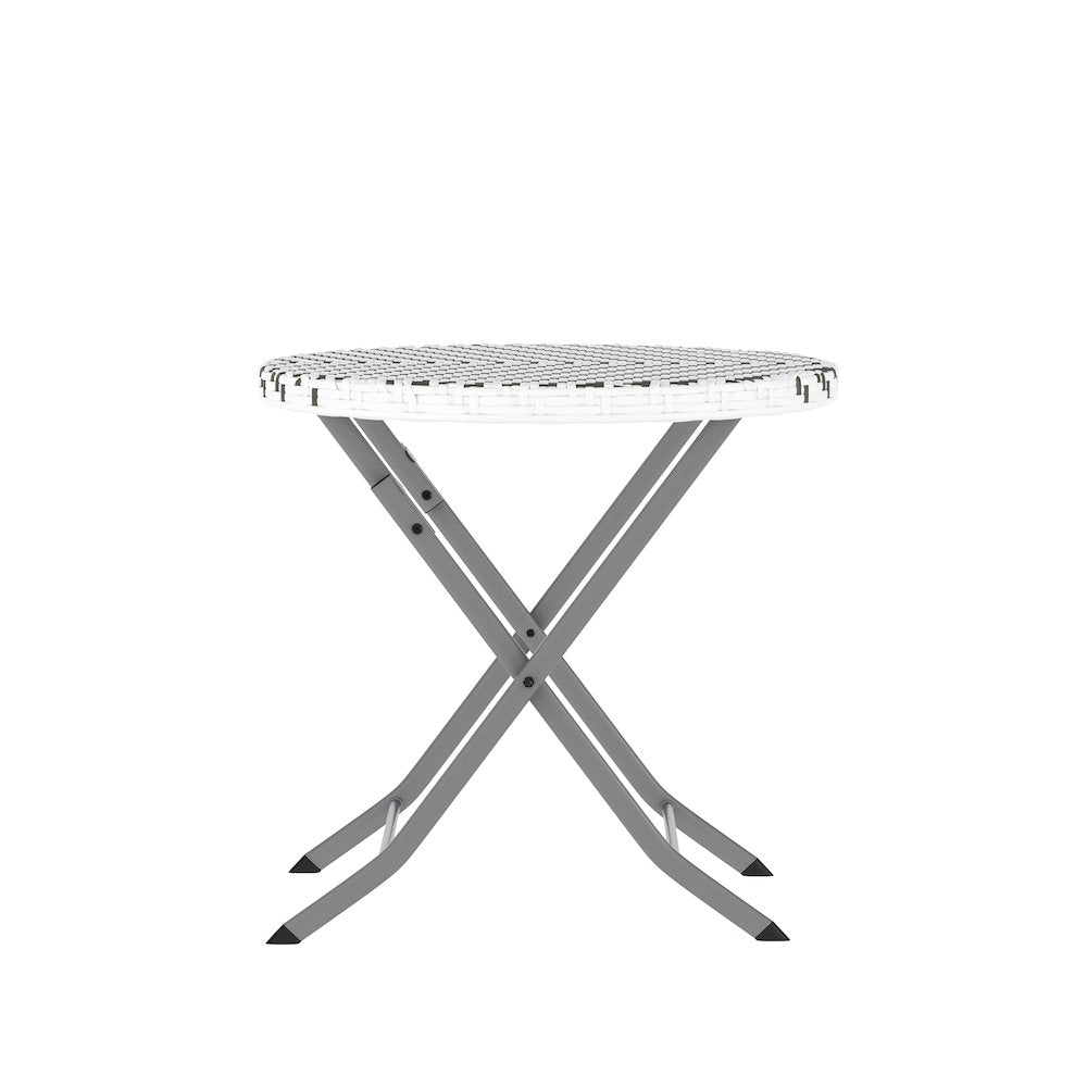 Modern 3 Piece Folding Bistro Table and Chairs Set, Gray & White