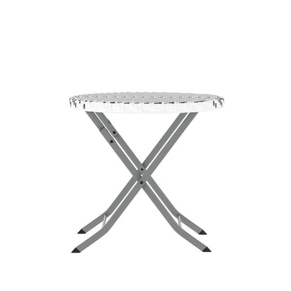 Modern 3 Piece Folding Bistro Table and Chairs Set, Gray & White