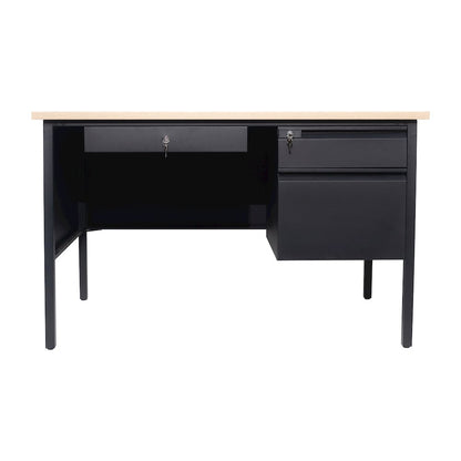 Contemporary 30x48 Commercial Grade Single Pedestal Desk with Drawers, White Oak