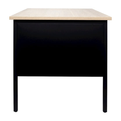 Contemporary 30x48 Commercial Grade Single Pedestal Desk with Drawers, White Oak