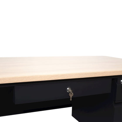 Contemporary 30x60 Commercial Grade Single Pedestal Desk with Drawers, White Oak