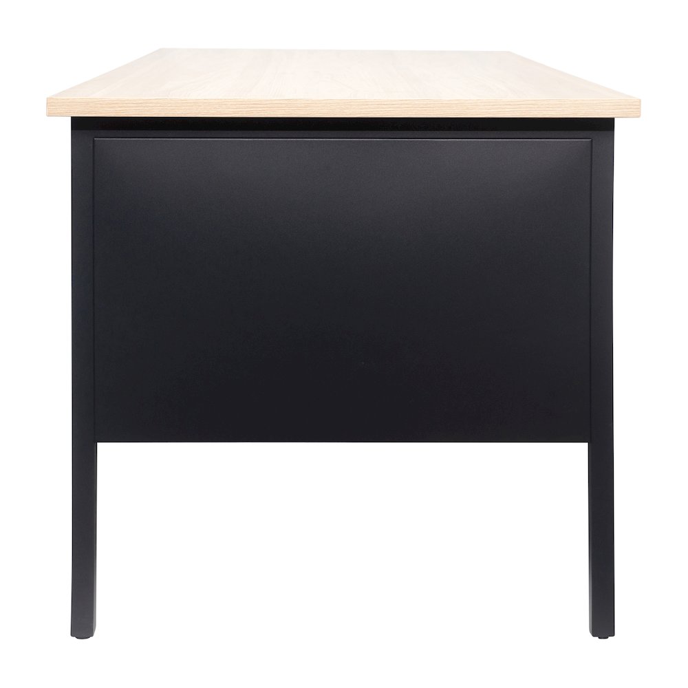 Contemporary 30x60 Commercial Grade Single Pedestal Desk with Drawers, White Oak