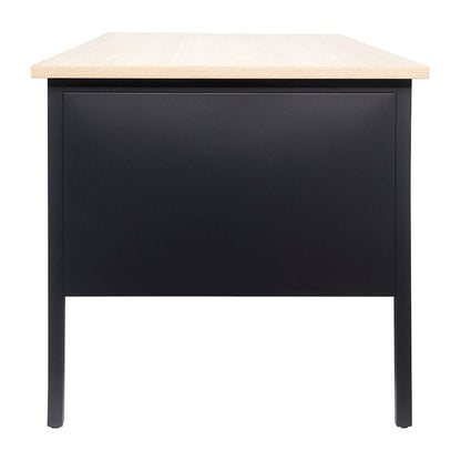 Contemporary 30x60 Commercial Grade Single Pedestal Desk with Drawers, White Oak