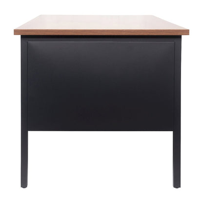 30x60 Right Side Single Pedestal Desk, 3 Locking Drawers, Walnut Top,Black Frame