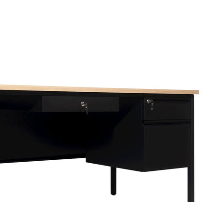 Contemporary 30x70 Commercial Grade Single Pedestal Desk with Drawers, White Oak