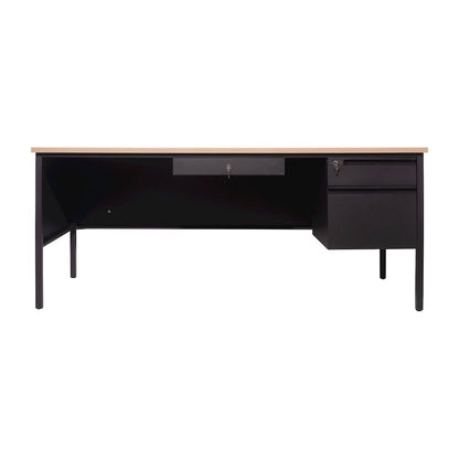 Contemporary 30x70 Commercial Grade Single Pedestal Desk with Drawers, White Oak