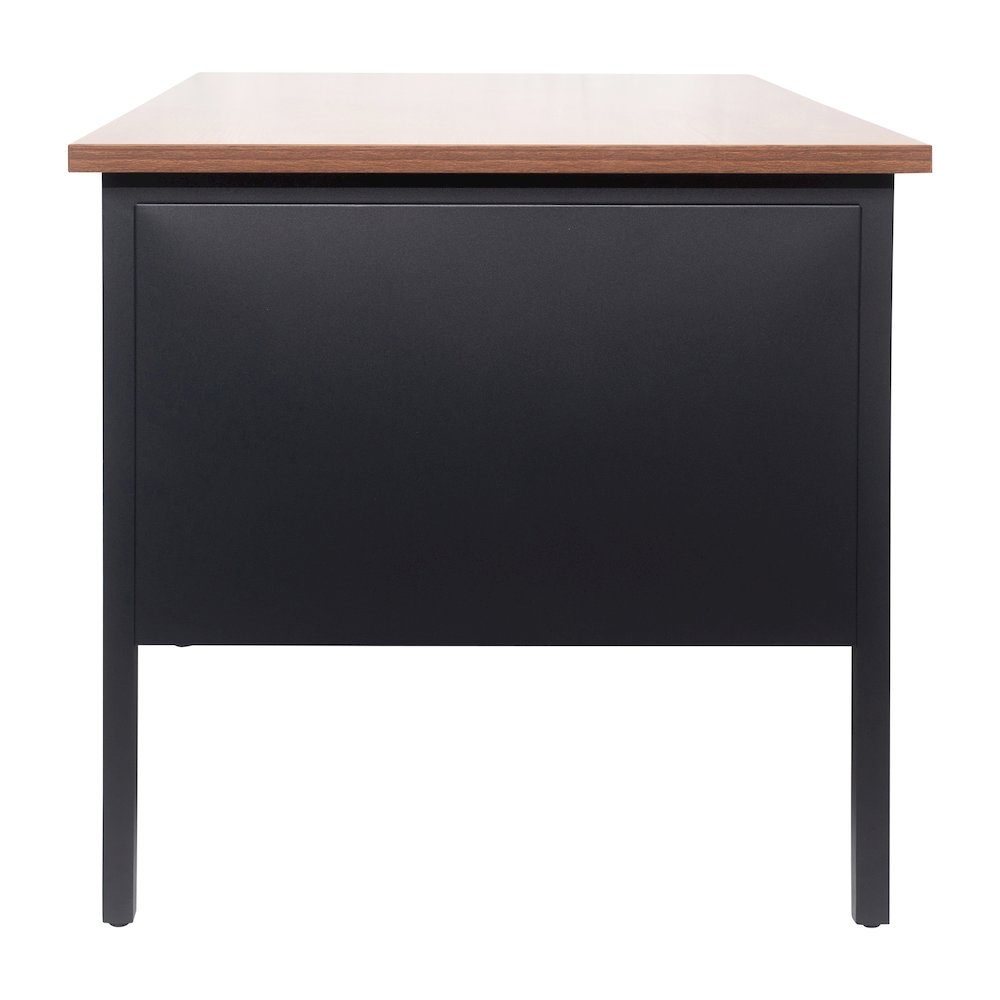 30x70 Right Side Single Pedestal Desk, 3 Locking Drawers, Walnut Top,Black Frame