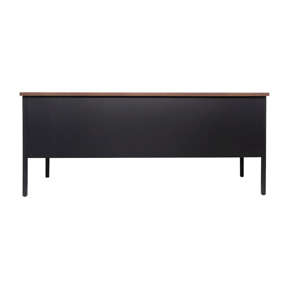 30x60 Double Pedestal Desk with 5 Locking Drawers, Walnut Top and Black Frame
