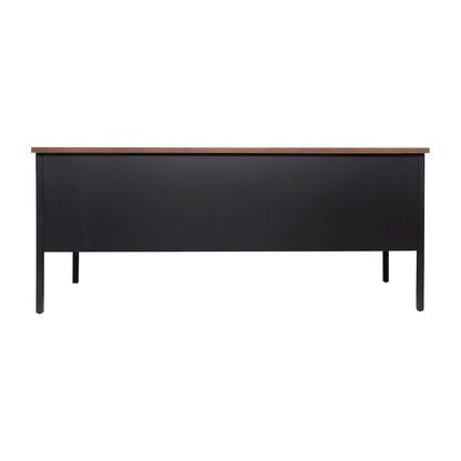 30x60 Double Pedestal Desk with 5 Locking Drawers, Walnut Top and Black Frame