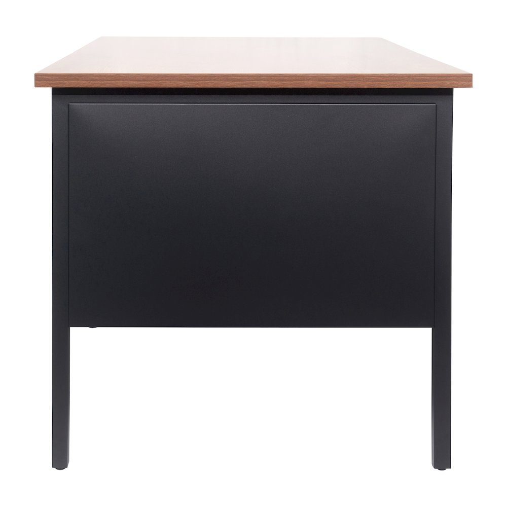 30x60 Double Pedestal Desk with 5 Locking Drawers, Walnut Top and Black Frame