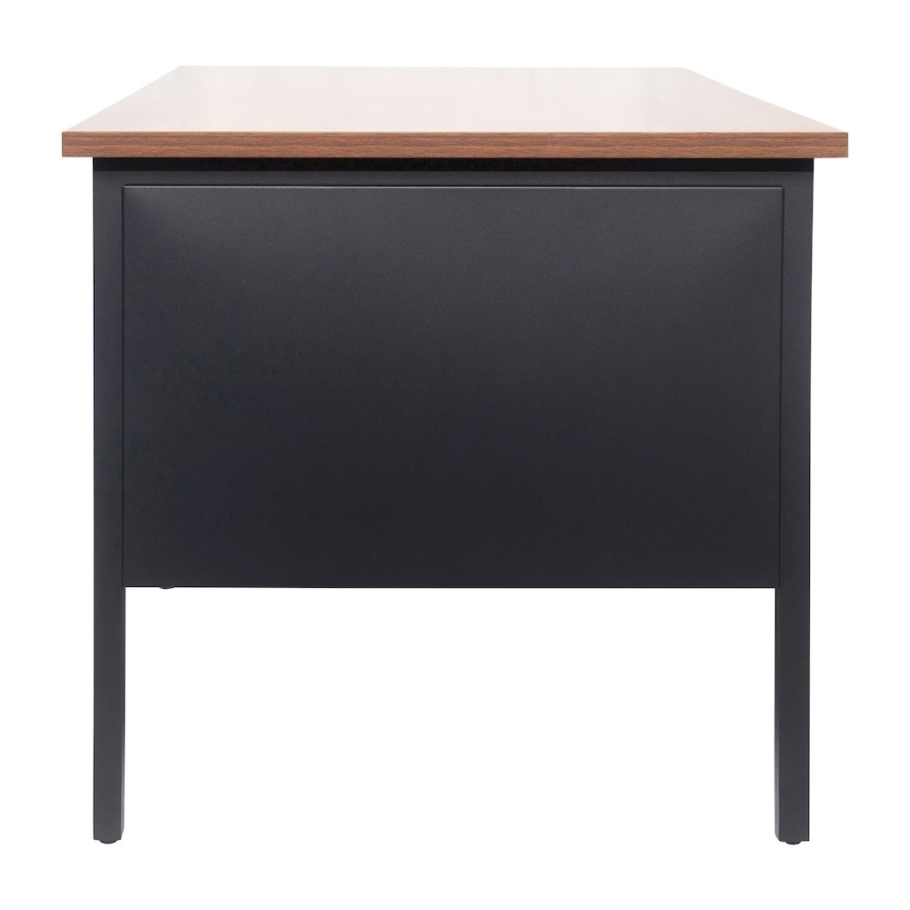 30x70 Double Pedestal Desk with 5 Locking Drawers, Walnut Top and Black Frame