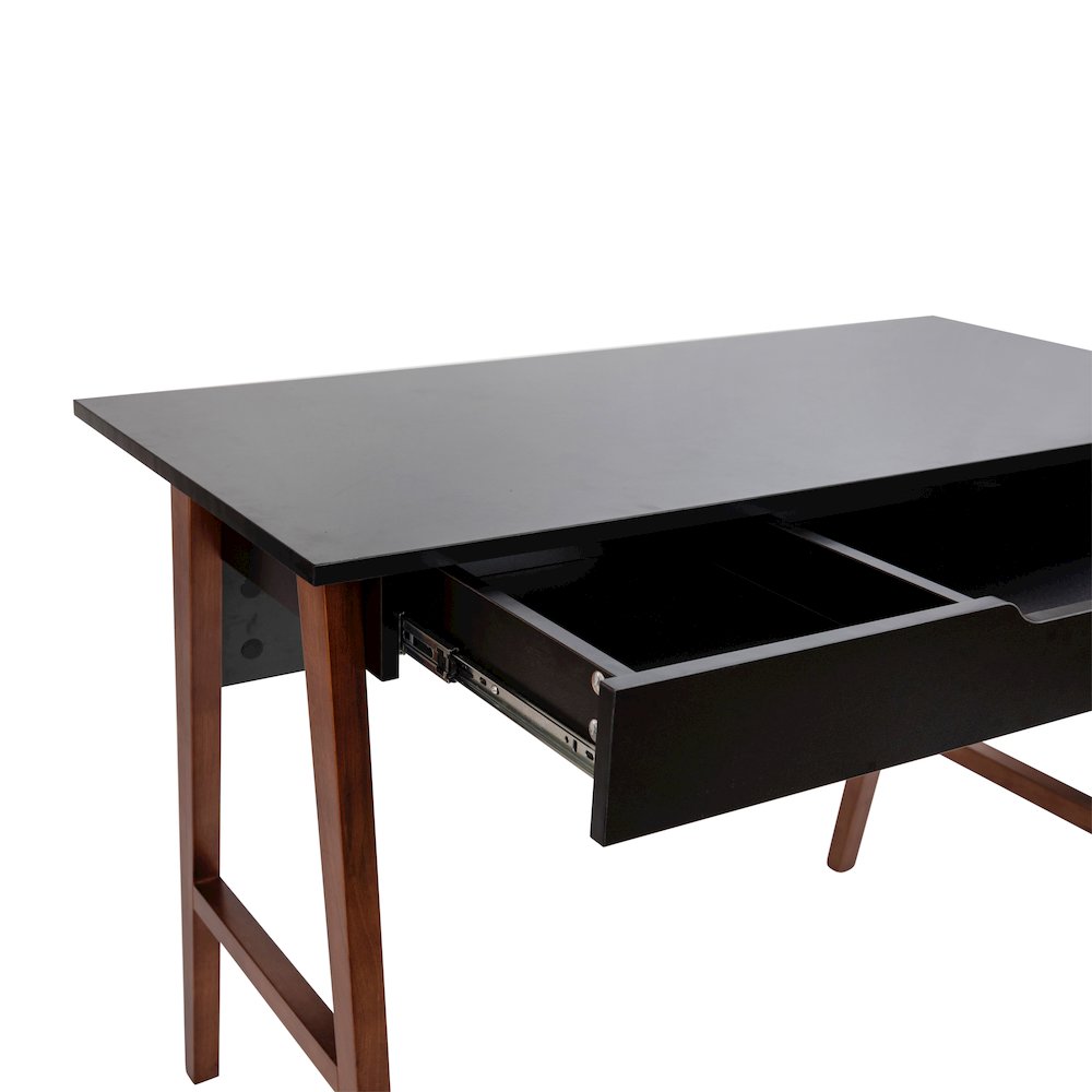 Table Desk for Writing and Work, Black/Walnut