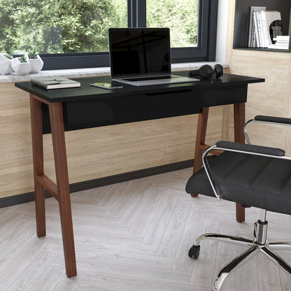 Table Desk for Writing and Work, Black/Walnut