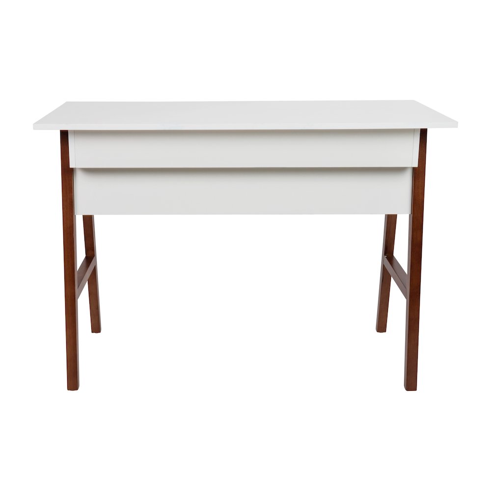 Table Desk for Writing and Work, White/Walnut