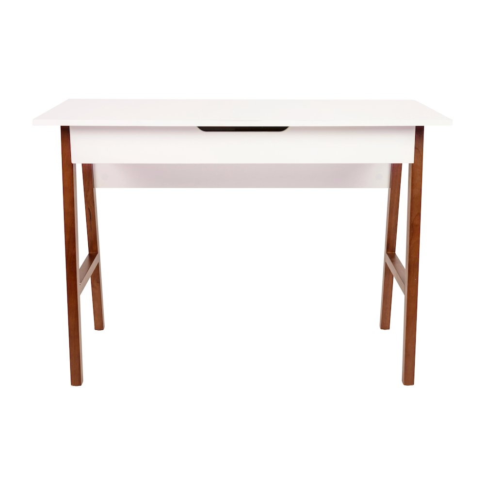Table Desk for Writing and Work, White/Walnut