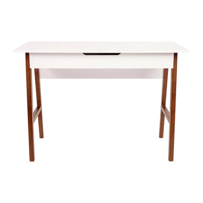 Table Desk for Writing and Work, White/Walnut
