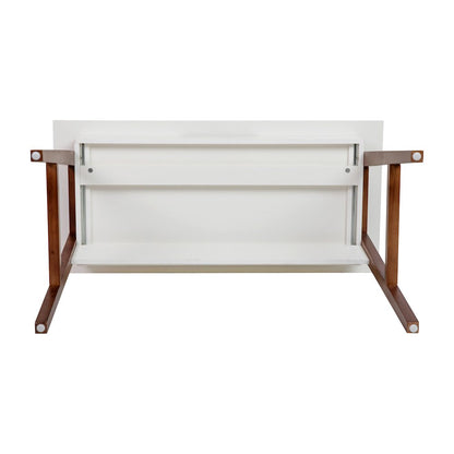 Table Desk for Writing and Work, White/Walnut