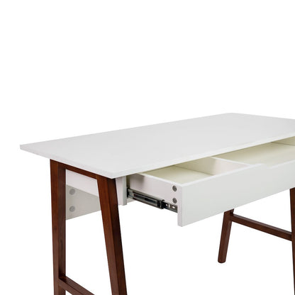 Table Desk for Writing and Work, White/Walnut