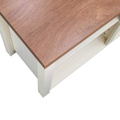 65" Open Media Console Cabinet for up to 80" TV's, Walnut Top/White Frame