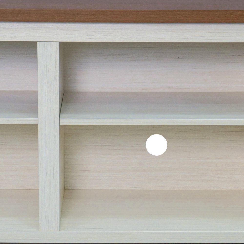 65" Open Media Console Cabinet for up to 80" TV's, Walnut Top/White Frame