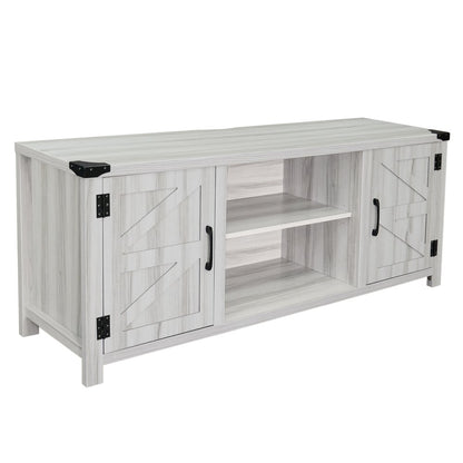 58" Barn Door Style TV Stand with Storage for up to 65" TV's, Light Gray