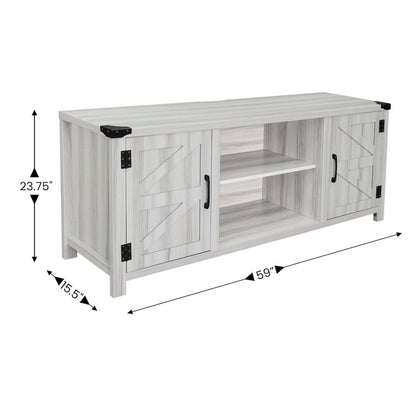 58" Barn Door Style TV Stand with Storage for up to 65" TV's, Light Gray